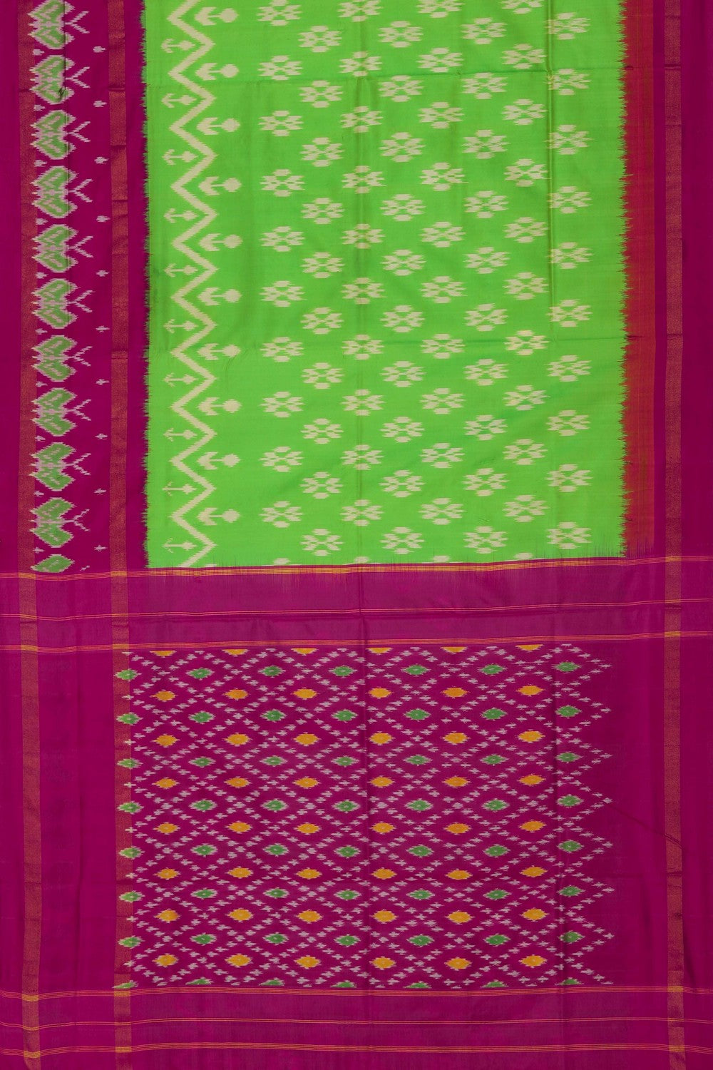 Image of Pochampally Ikat Silk Green Saree